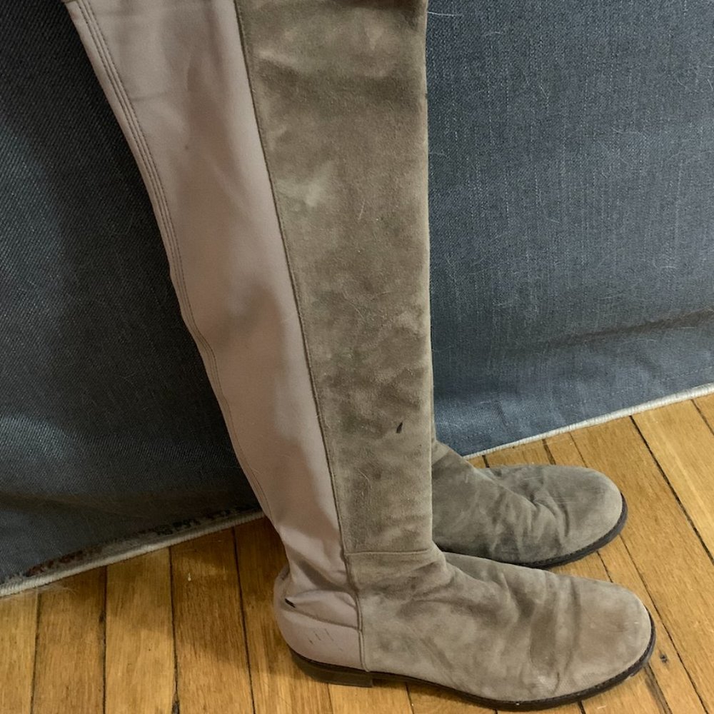 Stuart Weitzman 50/50 Suede Boots - Taupe